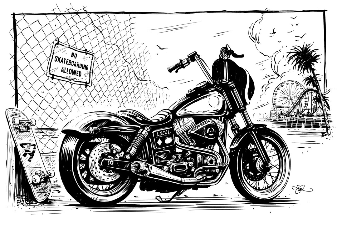 Harley Davidson Dyna illustration by Adi Gilbert