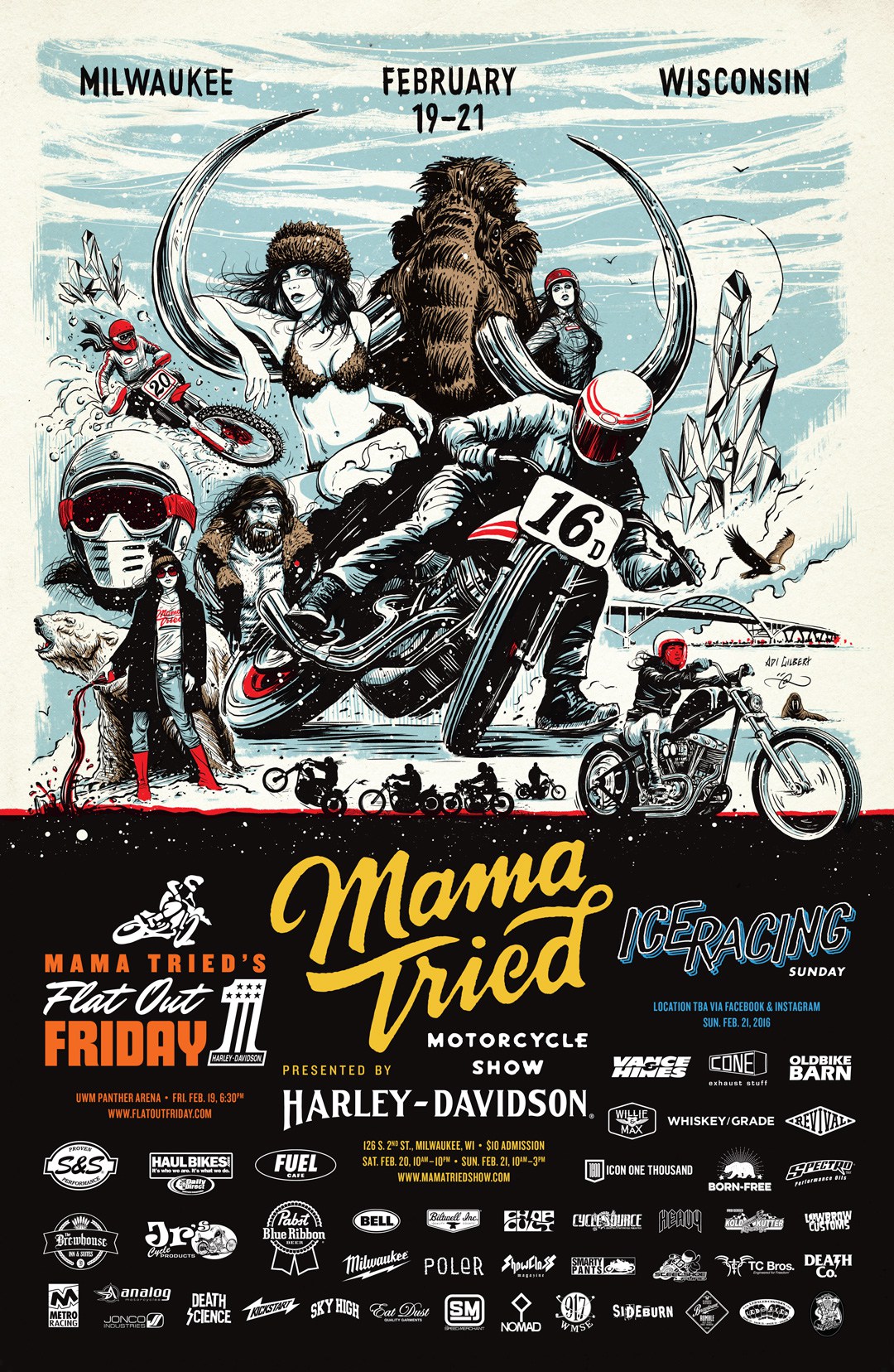 Mama Tried Motorcycle Show Poster by Adi Gilbert