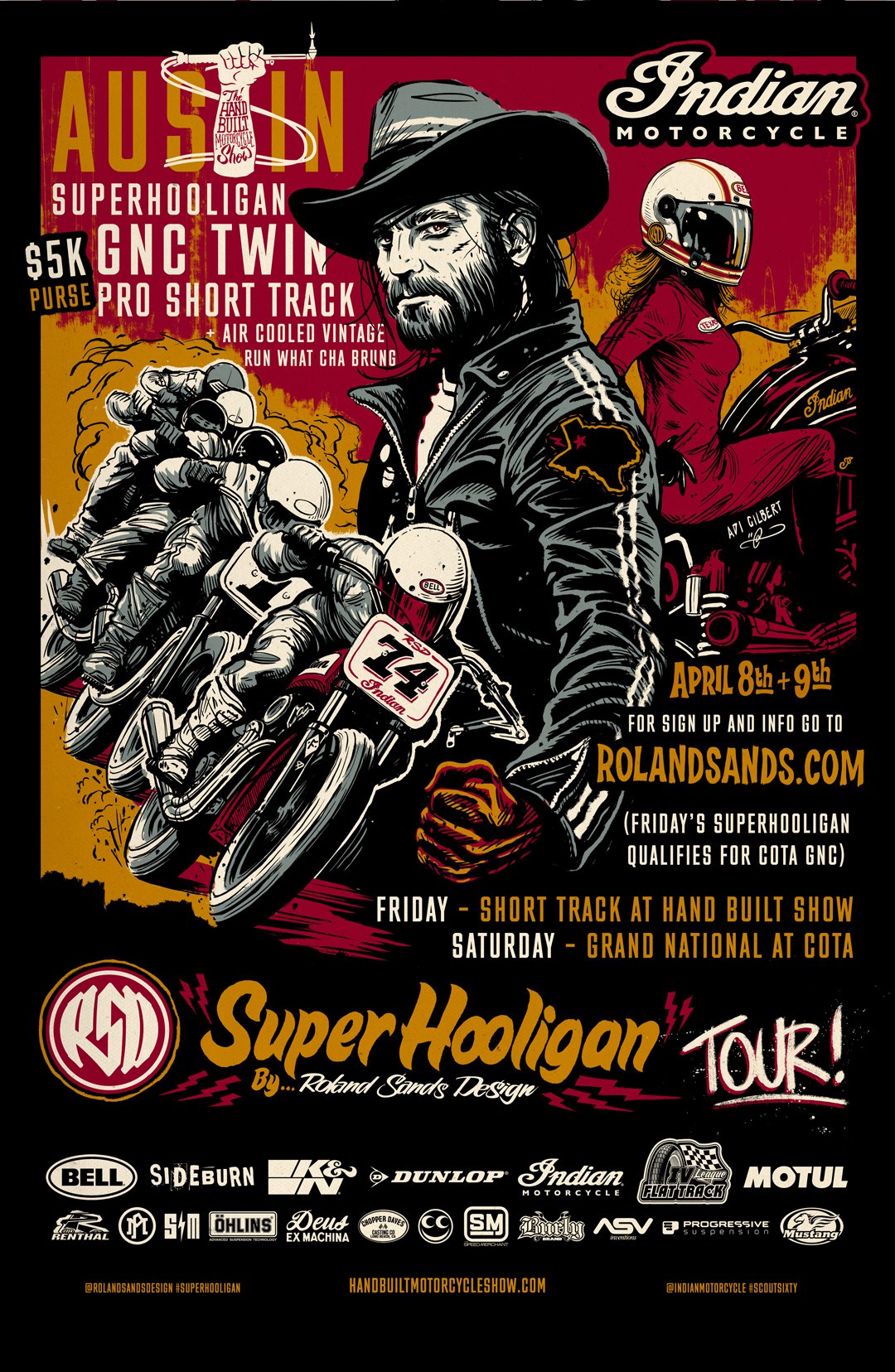 RSD / Indian Super Hooligan Tour Poster - Austin Variant