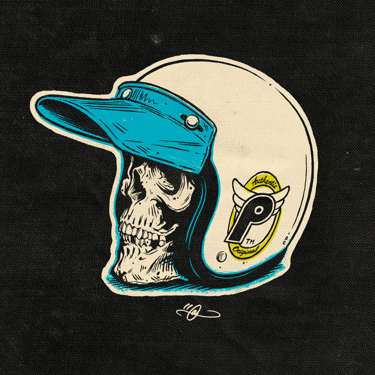 Profile Helmet and Skull