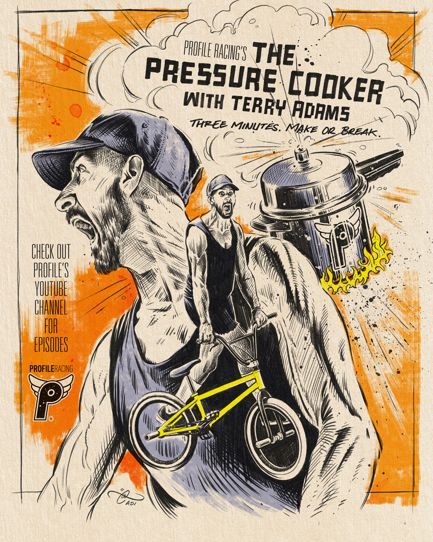 Pressure Cooker illustration with Terry Adams for Profile Racing