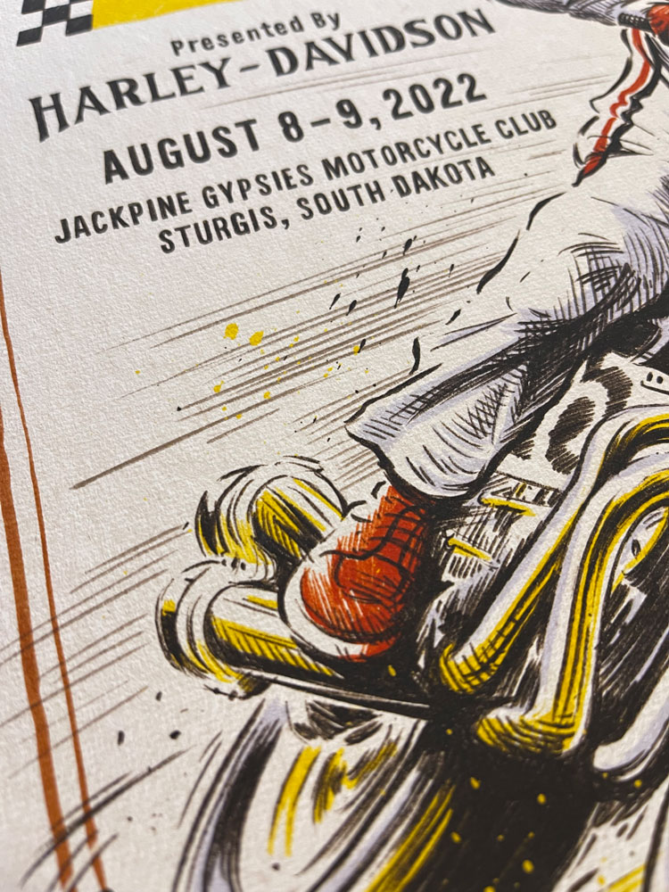 Detail 2 - American Hooligan Flat Track Motorcycle Race Finals poster illustration print by Adi Gilbert