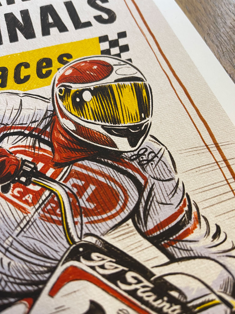 Detail 5 - American Hooligan Flat Track Motorcycle Race Finals poster illustration print by Adi Gilbert